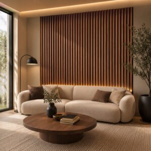 Acoustic Slat Faux Panel | Rosewood | Premium 3-sided Wood Veneer