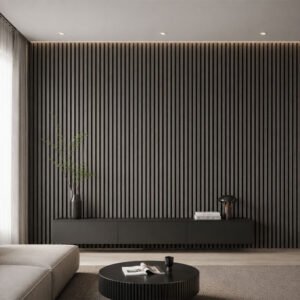 Acoustic Slat Wall Panel | Light Grey | Premium 3-sided Wood Veneer