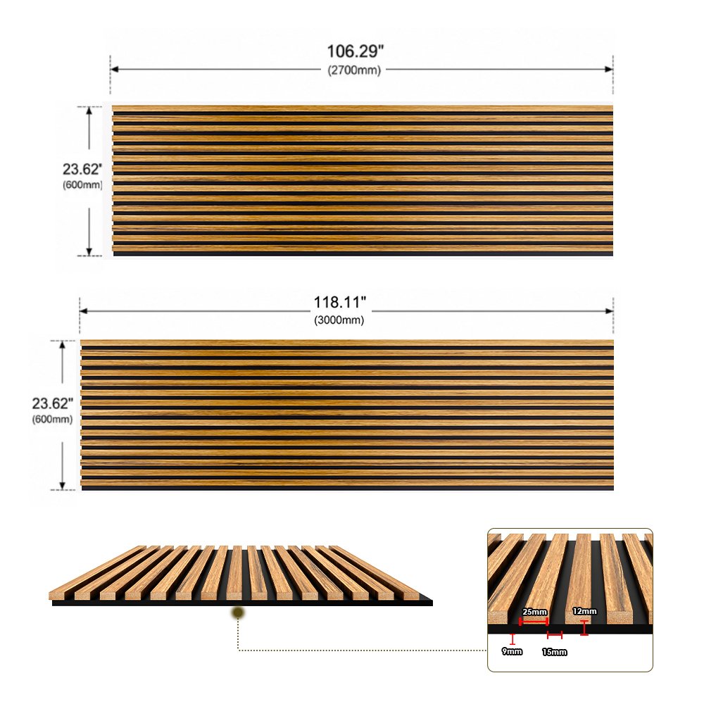 Acoustic Slat Wall Panel | Teak | Premium 3-sided Wood Veneer - Image 3