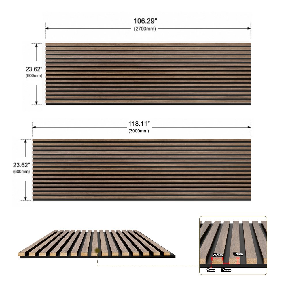 Acoustic Slat Wall Panel | Smoked Oak | Premium 3-sided Wood Veneer - Image 3
