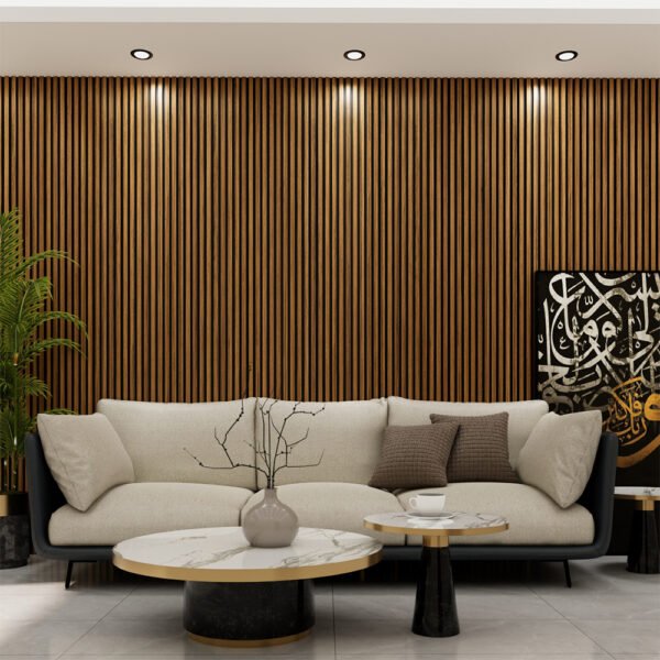 Acoustic Slat Wall Panel | Teak | Premium 3-sided Wood Veneer