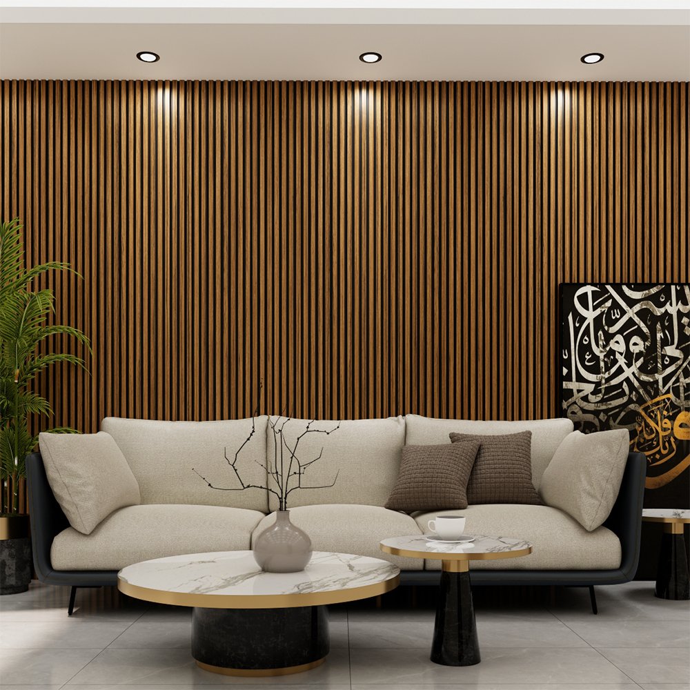Acoustic Slat Wall Panel | Teak | Premium 3-sided Wood Veneer