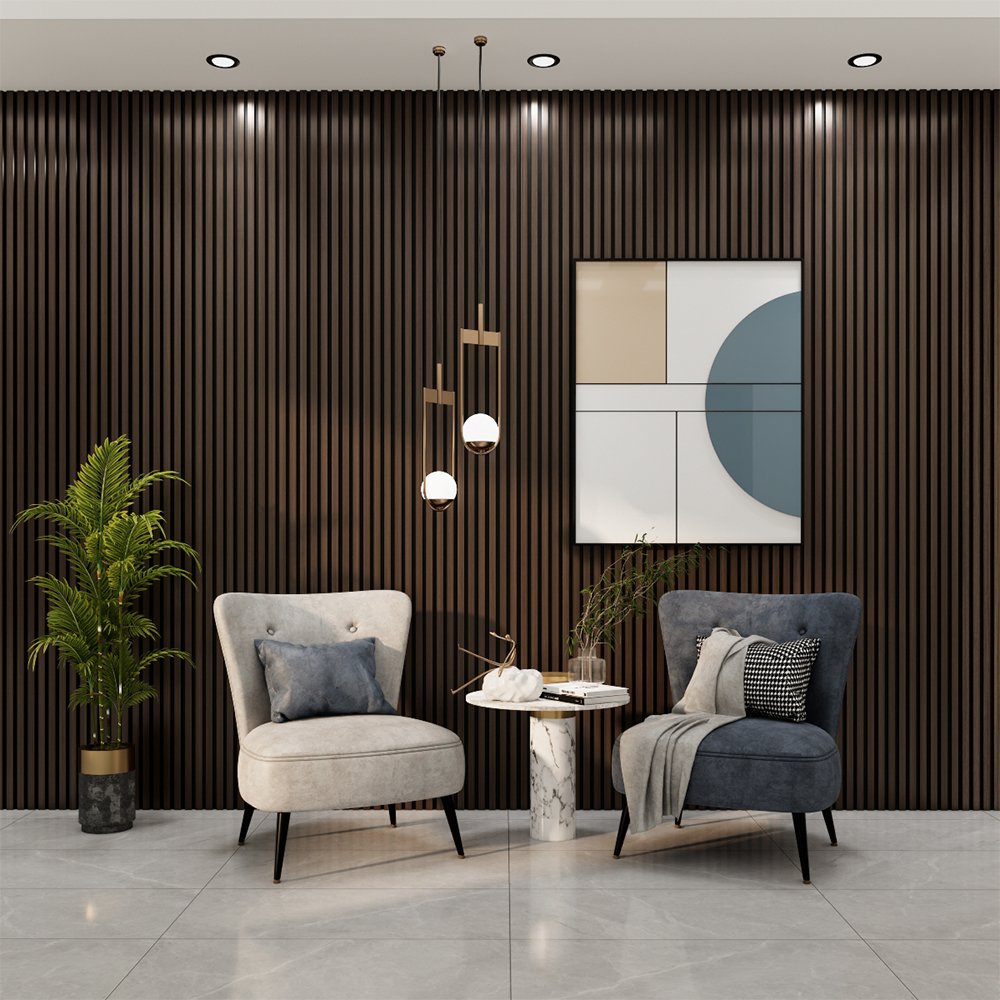 Acoustic Slat Wall Panel | Smoked Oak | Premium 3-sided Wood Veneer